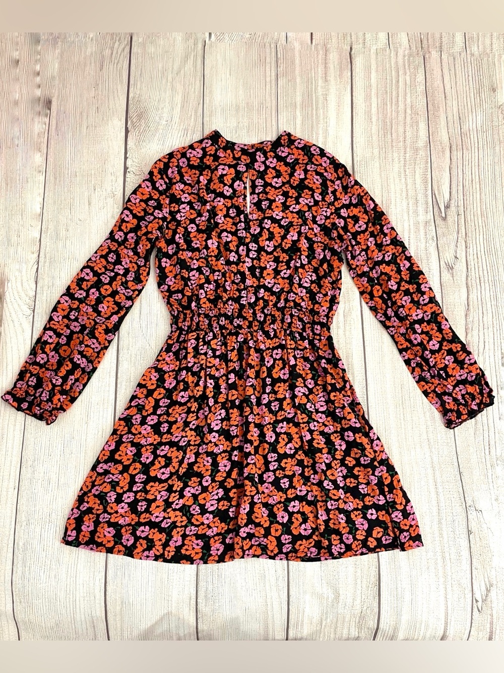 RDI Women’s Red Floral Long Sleeve Dress Multicolored Size Medium